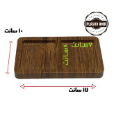 بیسکوئیت خوری 2 خانه طرح چوب رنگ تیره