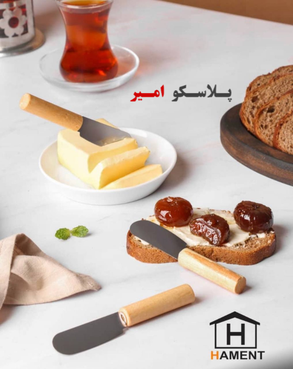 کارد کره و پنیر دسته چوبی 6 عددی