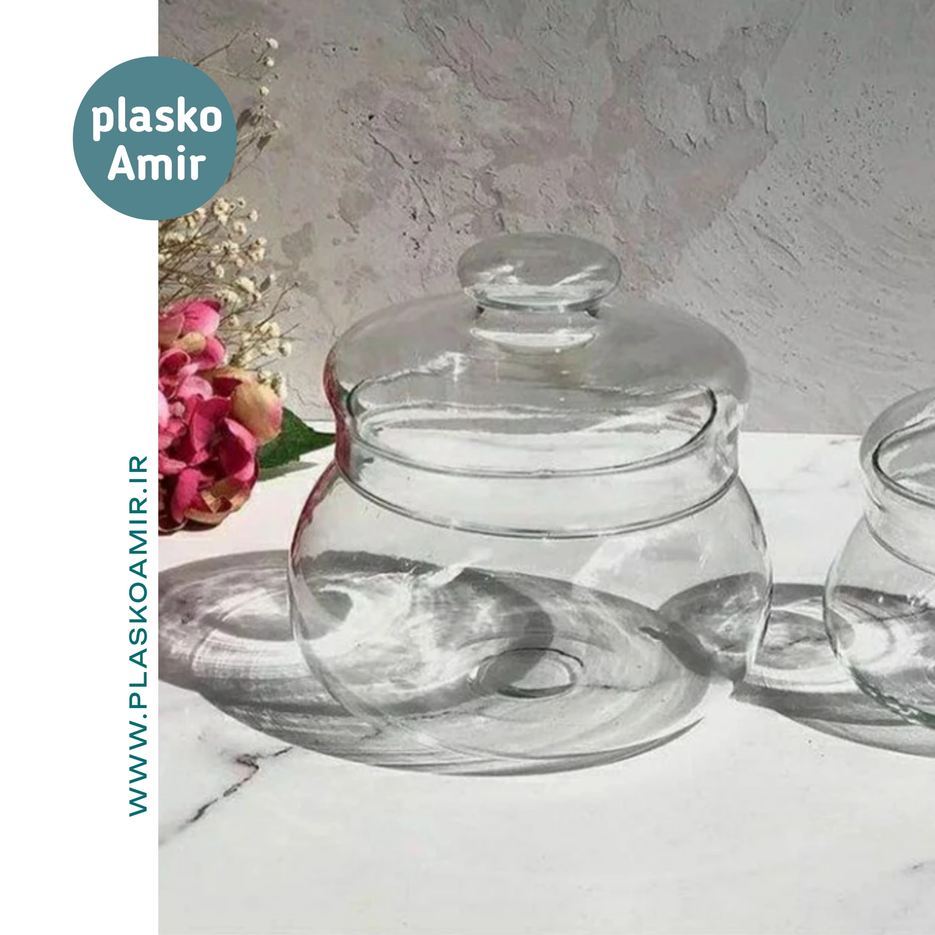 قندان شکلات خوری شیشه ای کلاسیک بزرگ