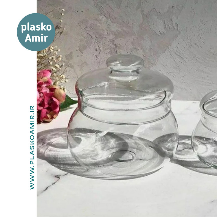 قندان شکلات خوری شیشه ای کلاسیک بزرگ