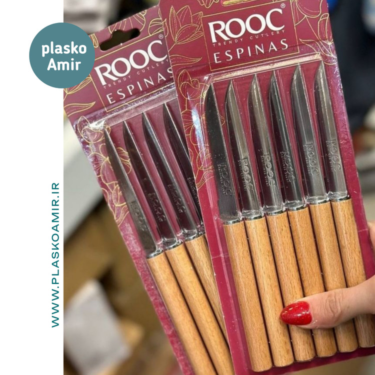 چاقو میوه خوری اسپیناس دسته چوبی 6 عددی وکیوم