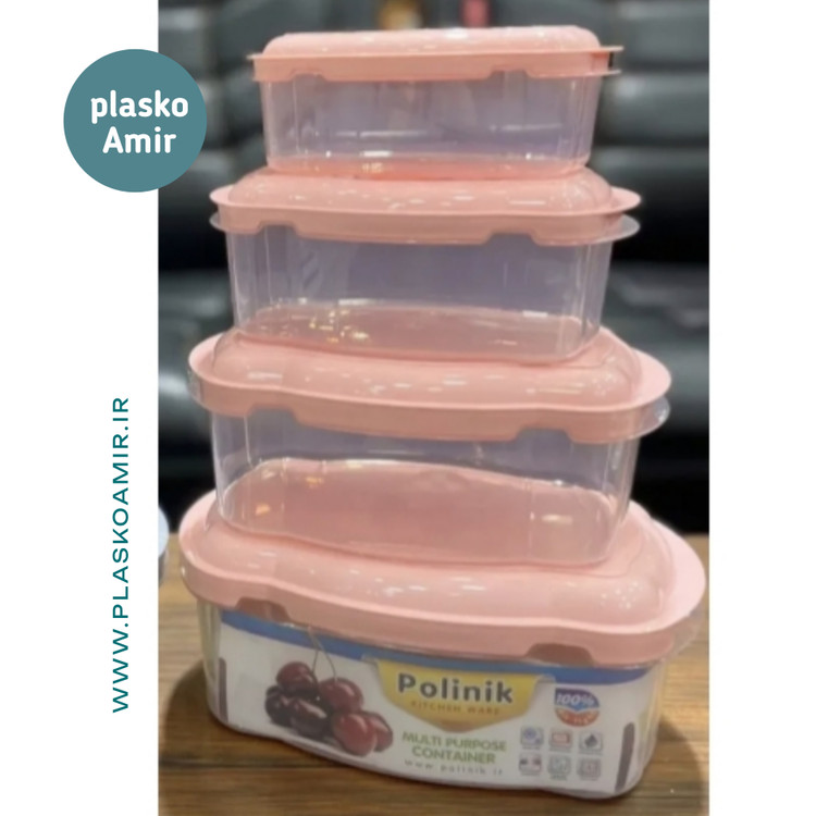 ظرف نگهدارنده پلی نیک مدل مستطیل مجموعه 4 عددی