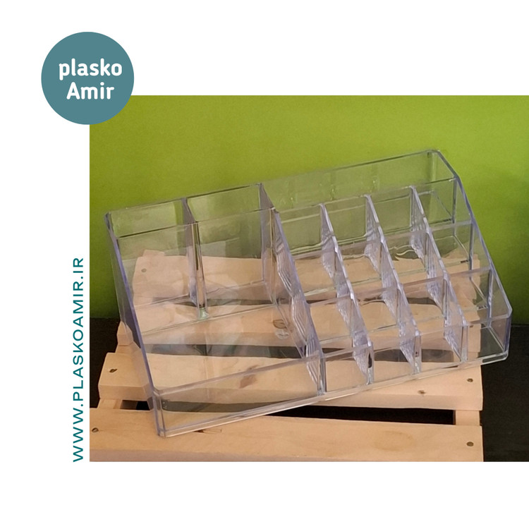 استند لوازم آرایشی رومیزی اکرولیک رویه اصلی مدل 16 خانه