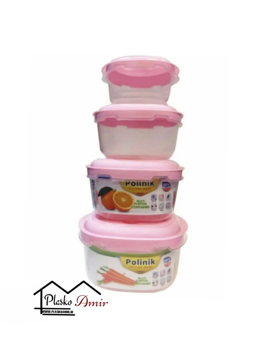 ظرف نگهدارنده پلی نیک مدل مربع مجموعه 4 عددی