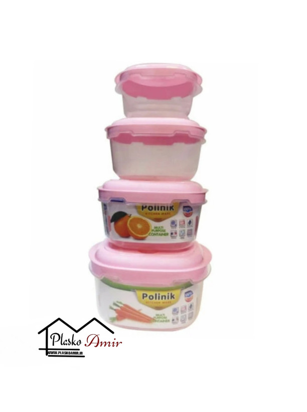 ظرف نگهدارنده پلی نیک مدل مربع مجموعه 4 عددی