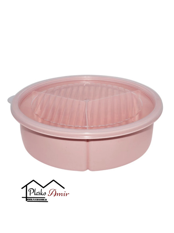 ظرف سه خانه درب دار گرد پلی نیک