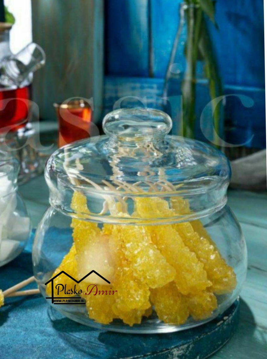 قندان شکلات خوری شیشه ای کلاسیک بزرگ