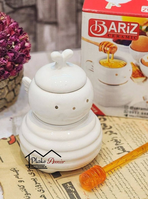 ظرف عسل خوری سرامیکی طرح زنبور