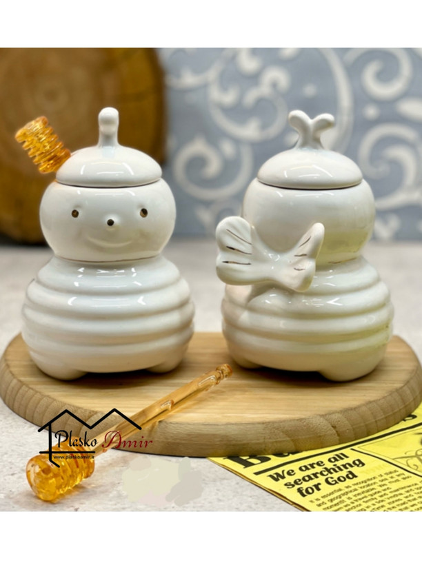 ظرف عسل خوری سرامیکی طرح زنبور