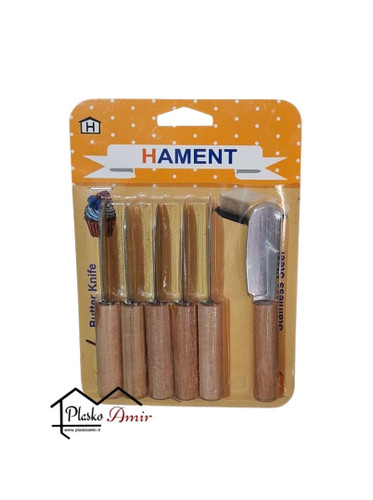 کارد کره و پنیر دسته چوبی 6 عددی HAMENT