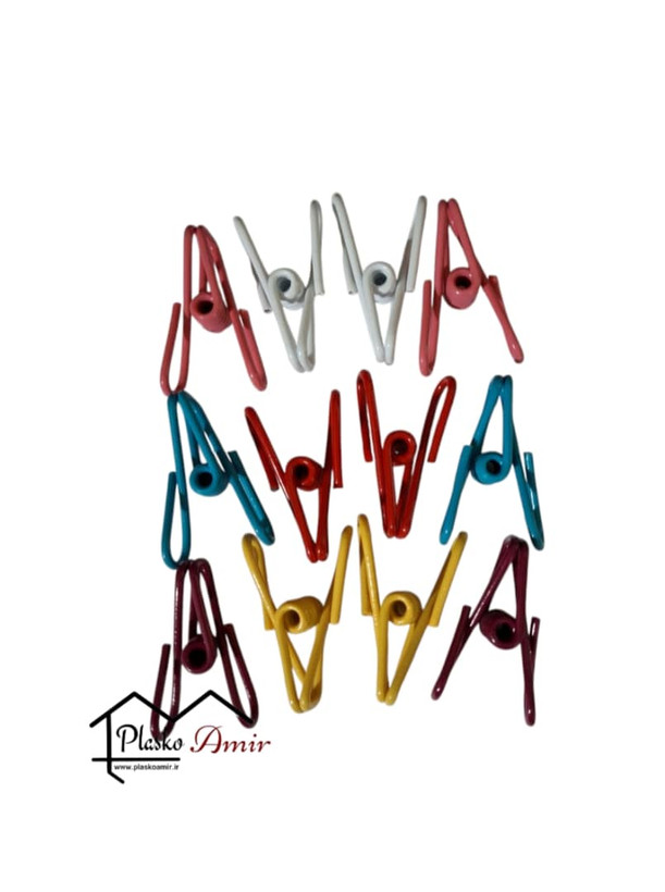 گیره لباس فلزی مدل رنگی 12عددی
