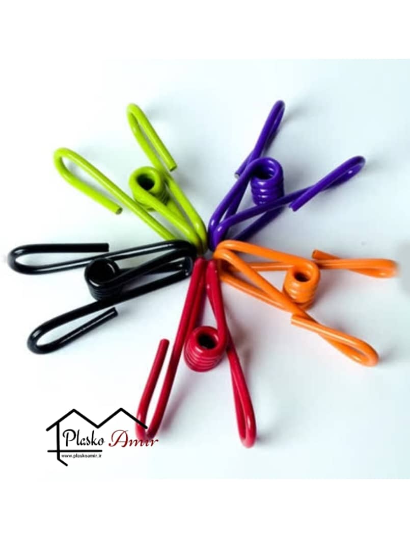 گیره رنگی لباس فلزی روکش دار بسته 12 عددی