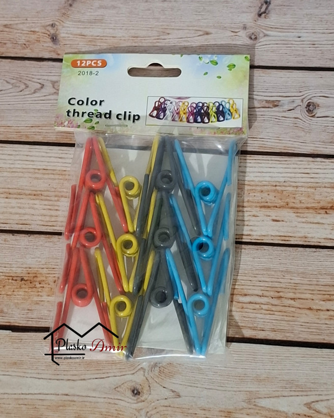 گیره رنگی لباس فلزی روکش دار بسته 12 عددی