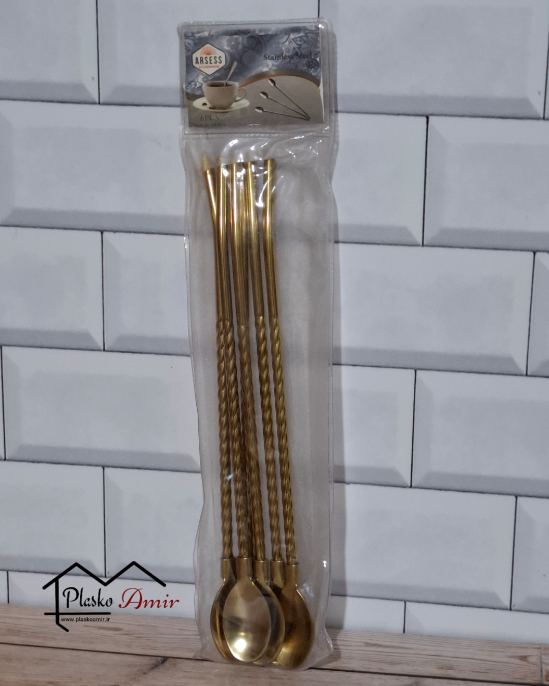 قاشق نی دار شربت پیچی طلایی