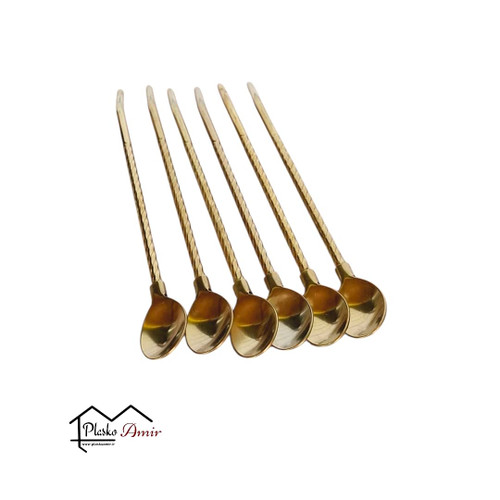 قاشق نی دار شربت پیچی طلایی