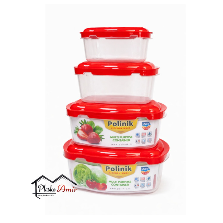 ظرف نگهدارنده پلی نیک مدل مستطیل مجموعه 4 عددی