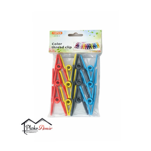 گیره لباس رنگی خارجی فلزی روکش دار بسته 12 عددی