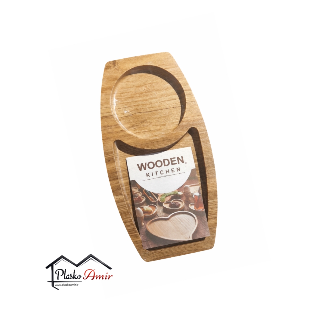 بیسکوئیت خوری و جا لیوانی طرح چوب رنگ تیره