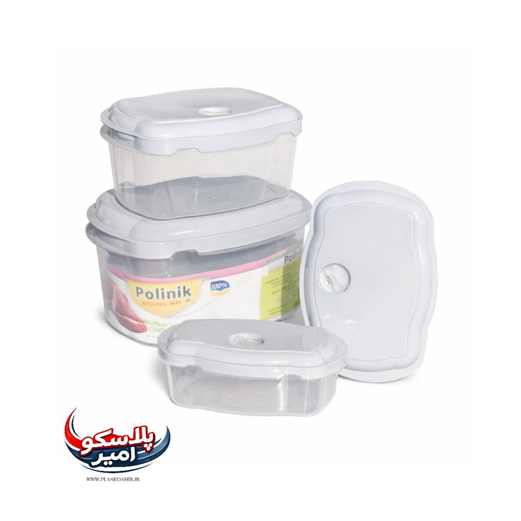 ظروف نگهدارنده سوپاپ دار مستطیل ۸ پارچه پلی نیک